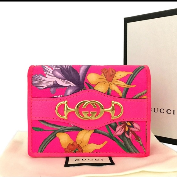 Gucci Handbags - 🌸💖 NWOT GUCCI Zumi Flora Bifold Wallet – Hot Pink Pleasure Edition 💖🌸